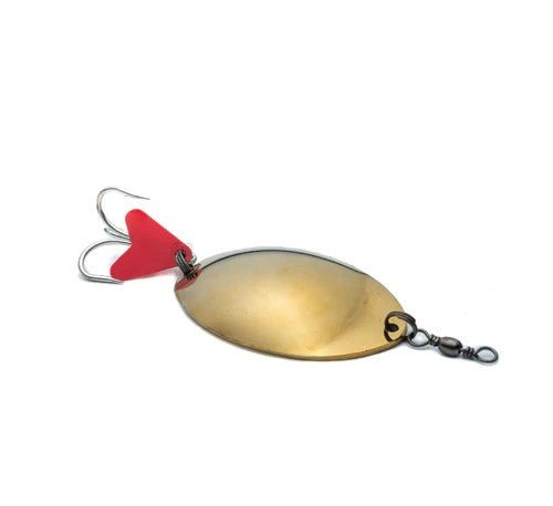 Shiny Fishing Spoon With Plastic Spinner , Wide Bodied | Gold | Silver | 32  Gm , 7 Cm | 24 Gm , 5.5 Cm 