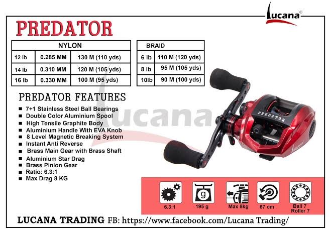 Lucana Predator 200 Baitcasting Reel | Preadtor 200 - fishermanshubPredator