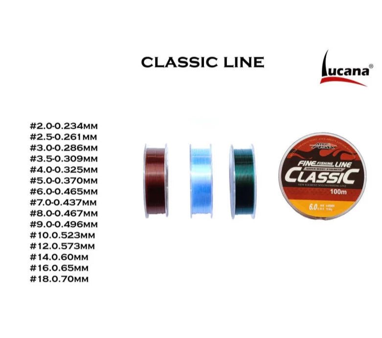 Lucana Classic Mono Line | 100 Mt | Brown, Blue, Green, Clear | - Fishermanshub0.23Mm | 3.6Kg(7.9Lb)Brown