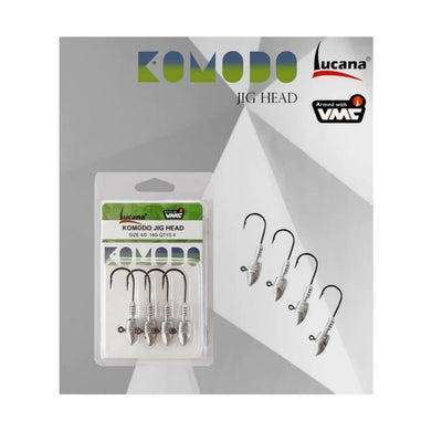 Lucana Komodo Jigheads | 10 Gm - 17 Gm | Size: 4/0 - 5/0 | 4 Pcs Per Pack - fishermanshub10 Gm4/0