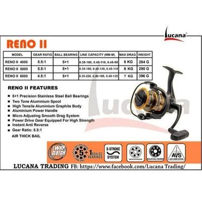 Lucana Reno II 4000 Spinning Reel - fishermanshub4000
