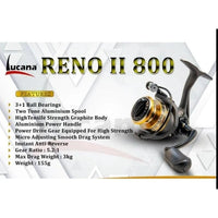 Lucana Reno II 800 Spinning Reel - fishermanshub800