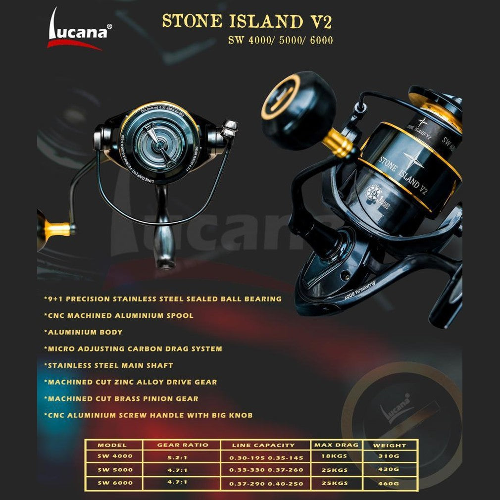 Lucana Stone Island V2 SW Spinning Reel | SW4000 | SW5000 | SW6000 | - FishermanshubSW4000