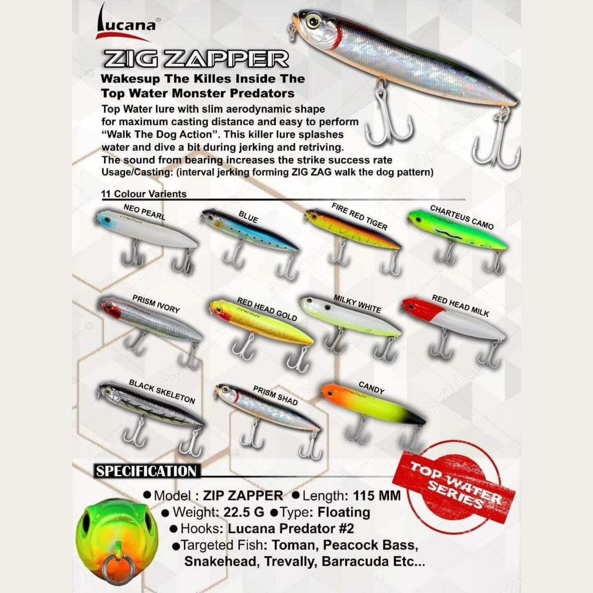 Lucana Zig Zapper Hard Bait Plastic lure