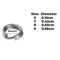 Mustad Saltism SS Split Rings Size Chart
