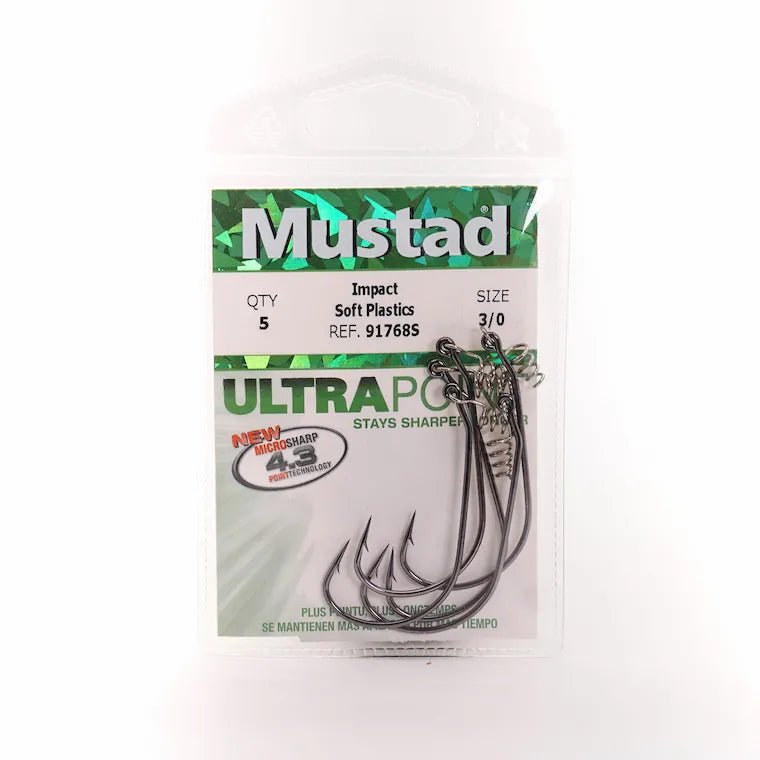 Mustad Ultrapoint Impact Gripper / Soft Plastic Single Hooks | Model 91768S | 5 Pcs Per Pack