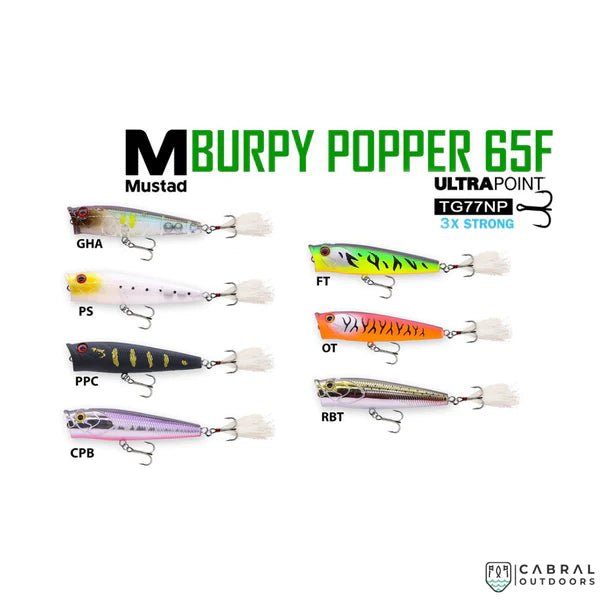 Mustad Burpy Popper Hardbait Top Water Lures Colour Chart