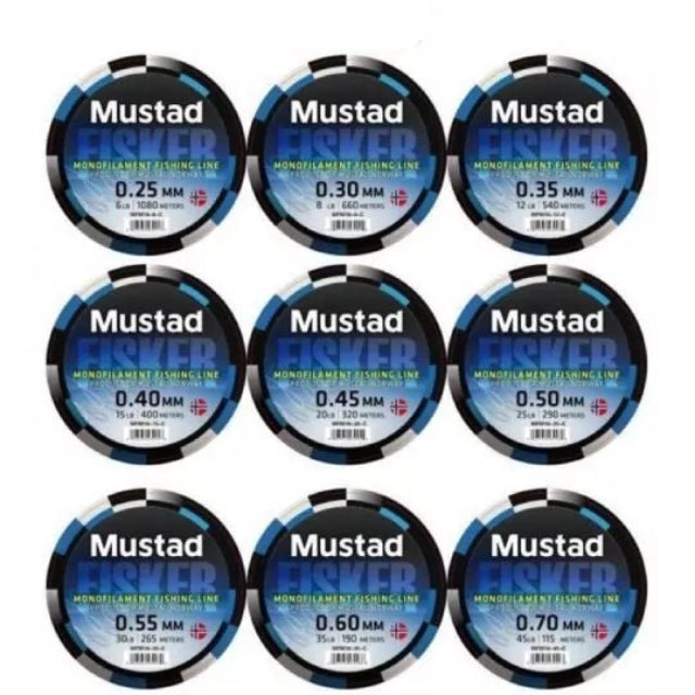 Mustad Fisker Monofilament Fishing Line | 320Mt / 350Yd | Clear | 5 Connected Spools |