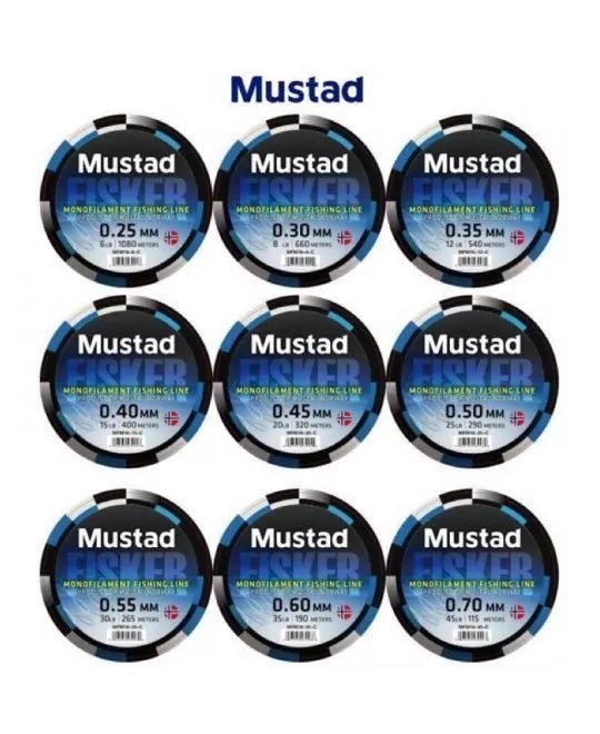 Mustad Fisker Monofilament Fishing Line | 320Mt / 350Yd | Clear | 5 Connected Spools |
