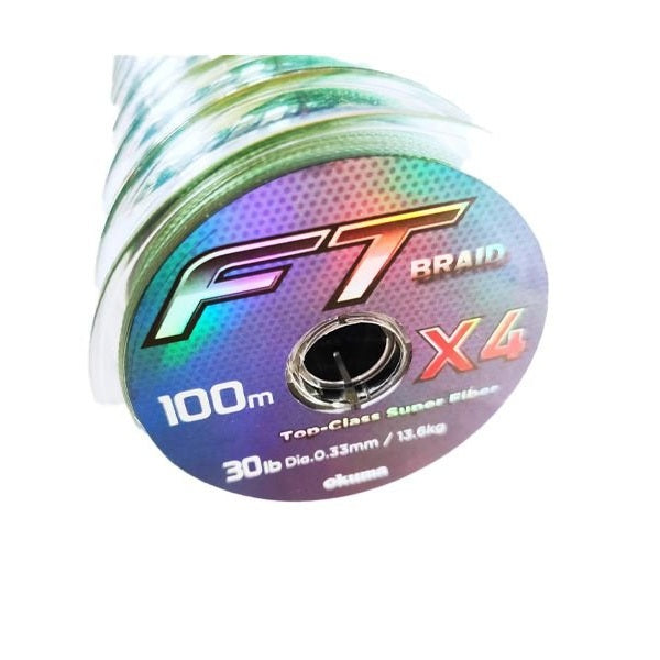 Okuma FT X4 Braid | 100Mt | Deep Green | Connected Spool of 10 | - Fishermanshub0.26MM | 11.4Kg (25Lb)Single Spool