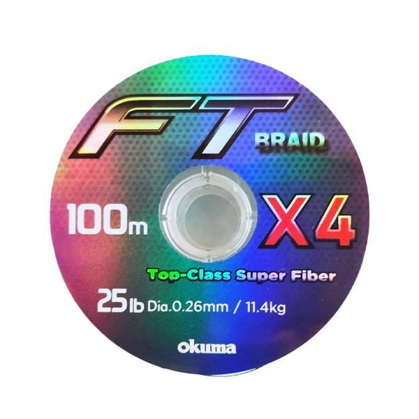 Okuma FT X4 Braid | 100Mt | Deep Green | Connected Spool of 10 | - Fishermanshub0.26MM | 11.4Kg (25Lb)Single Spool