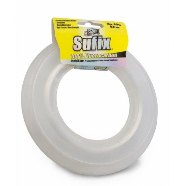 Sufix 100% Fluorocarbon Invisiline Leader | 20 Mt / 21.9 Yd | Clear | - fishermanshub0.62MM | 22.6Kg (50Lb)Clear