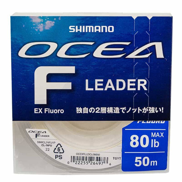 Shimano Ocea EX Fluorocarbon leader | 50 Mt | Clear - fishermanshub0.787MM | 36Kg (80Lb)