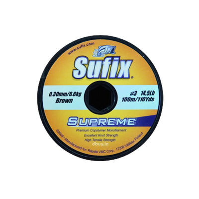 Sufix Supreme Copolymer Monofilament Line | 100 Mt | Brown | Dark Green - fishermanshub0.30MM | 6.6Kg (14.5Lb)Brown