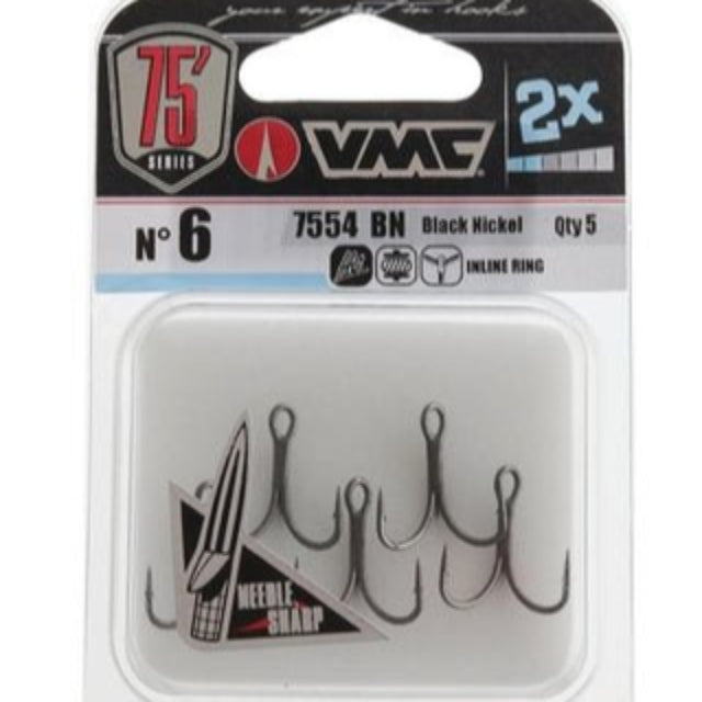 VMC 2X Black Nickel Treble Hooks 7554BN | 5 Pcs Per Pack - fishermanshub1