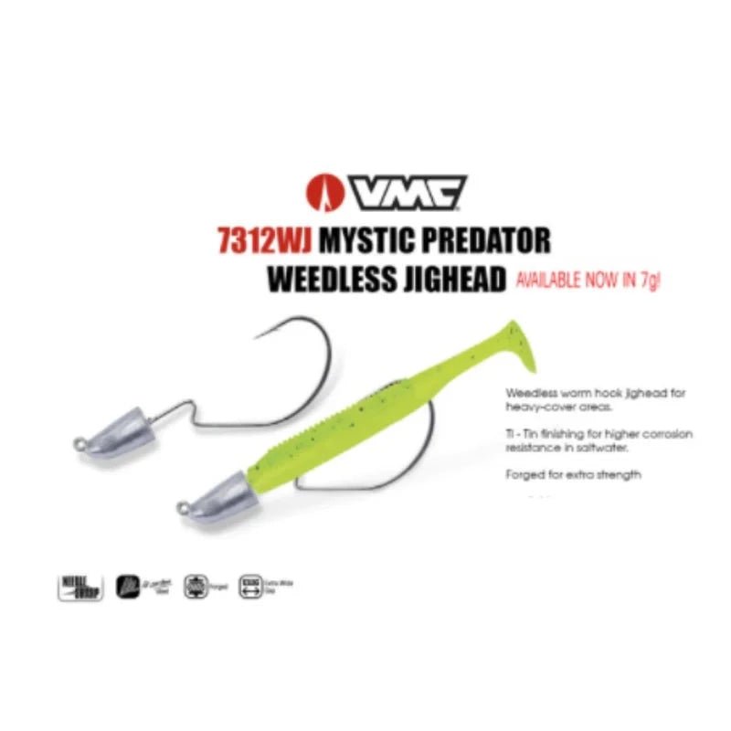 VMC Mystic Predator Weedless Jighead Hooks 7312WJ | Qtt : 4 Per Pack - fishermanshub2/07 Gm