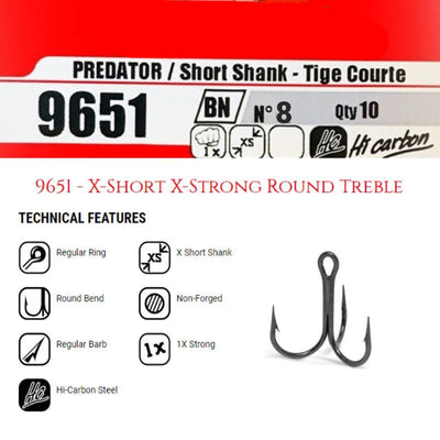 VMC Predator/Short Shank Treble Hooks 9651BZ | Bronze | 5 Pcs | 10 Pcs | - fishermanshub105 Pcs