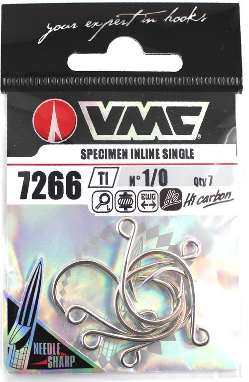 VMC Specimen Inline Single Hooks 7266 - fishermanshub1/0