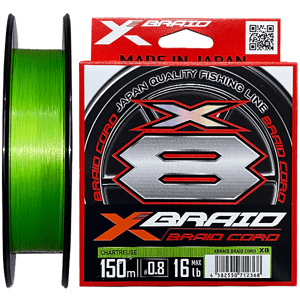 YGK X-Braid Cord X8 Braided Line, 150 Mt, Chartreuse