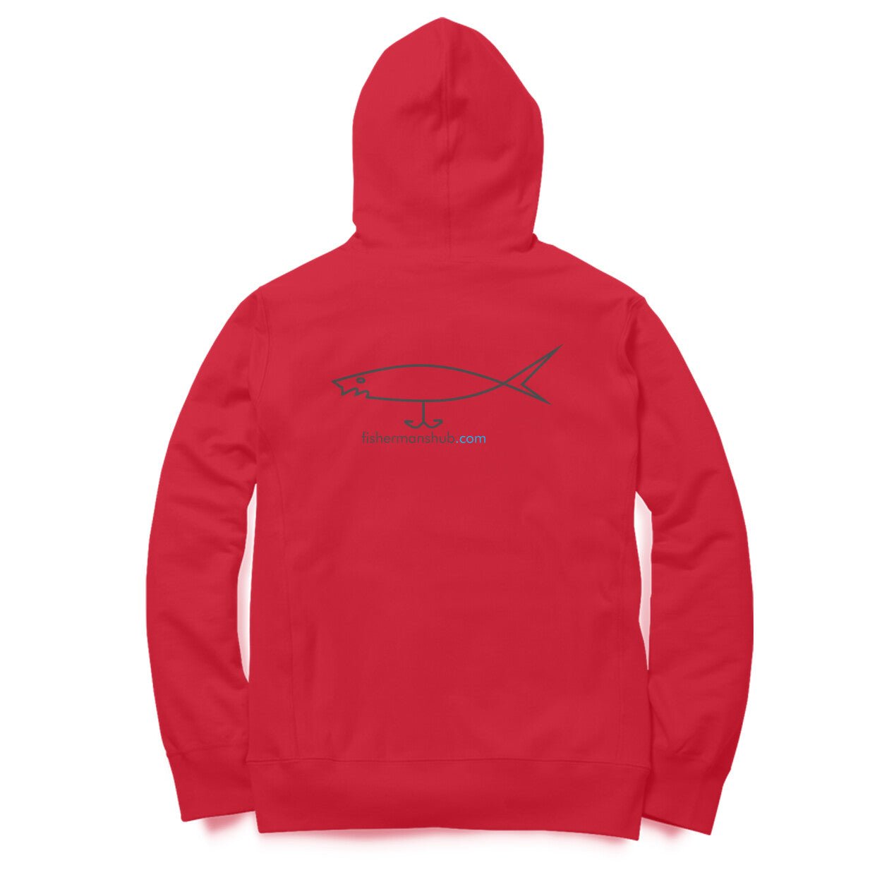 Mens / Woman's Angling टोपी वाला स्वेटर | सामने मछली + पीछेfishermanshub.com लोगो| Hoodie