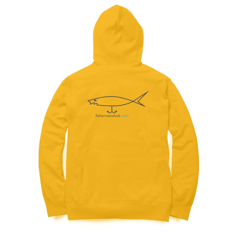 Mens / Woman's Angling Hoodie | Fish On Front + Fishermanshub.com Logo Behind| Hoodie