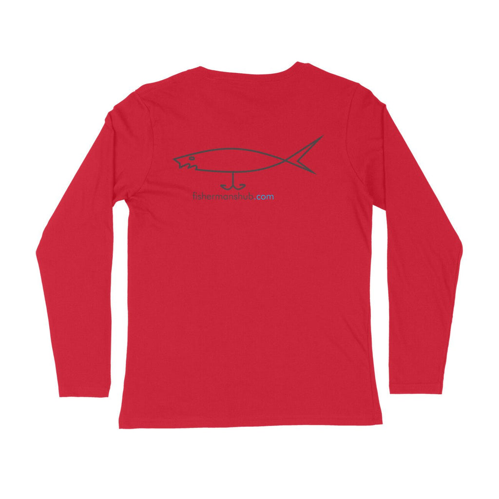 Men's Angling T-Shirt's, Front - Keep Calm And Go Fishing , Back -  Fishermanshub.com Logo, Round Neck, Long Sleeves