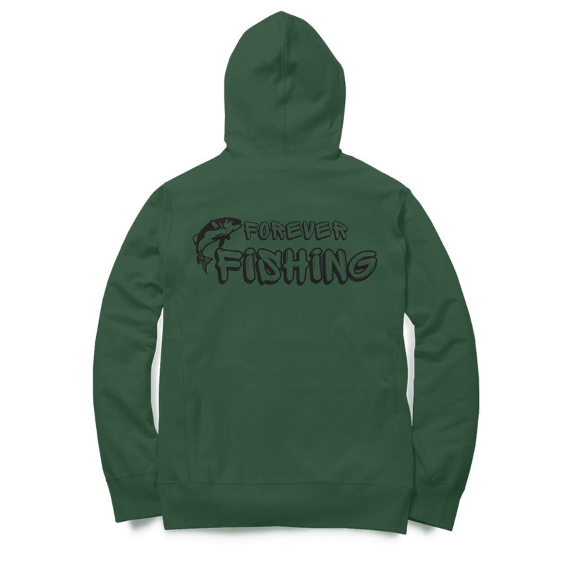 Men's Angling T-Shirts | Fishermanshub.com Logo Front + Forever Fishing Behind| Hoodie - FishermanshubOlive GreenXS