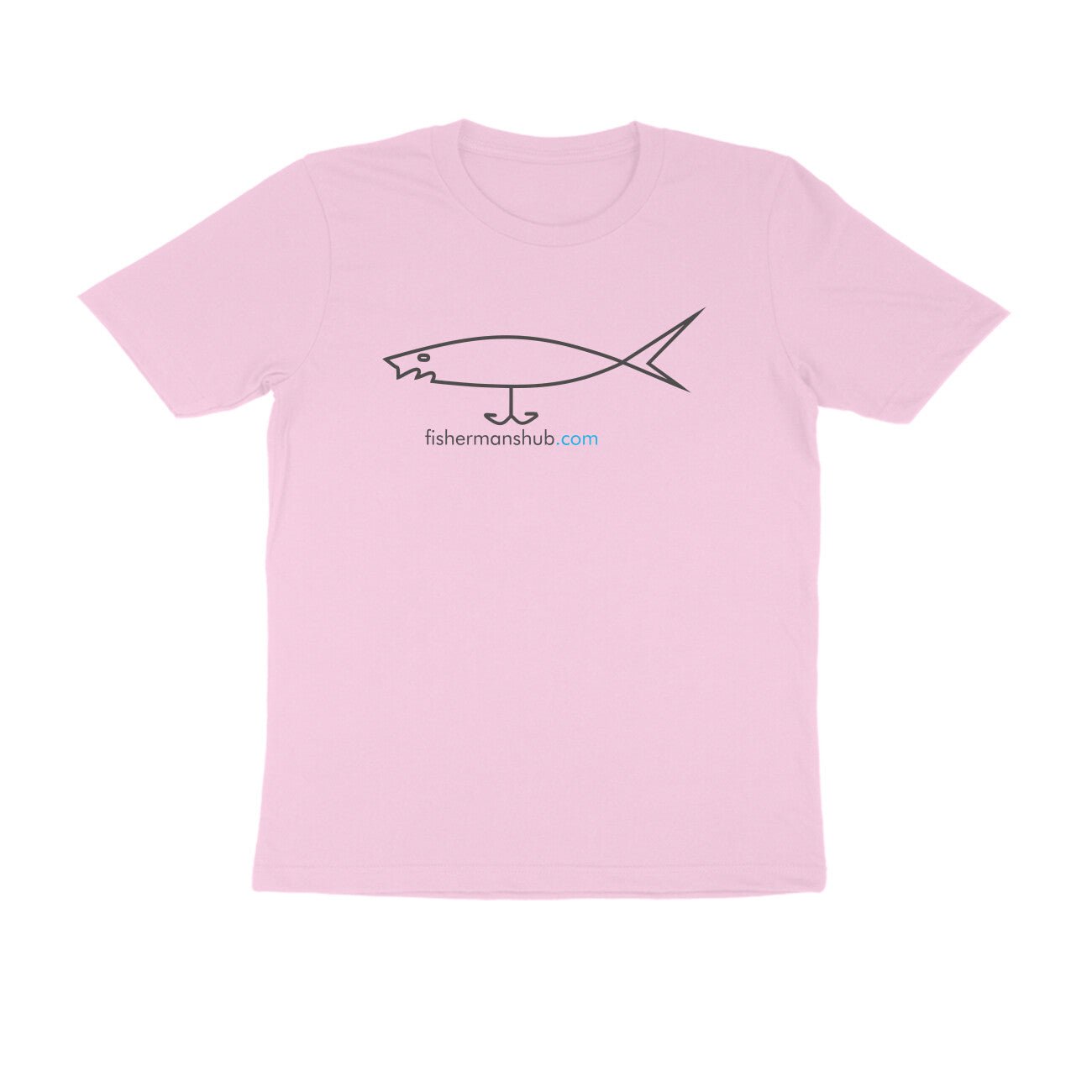 पुरुषों की एंगलिंग टी-शर्ट -fishermanshub.com लोगो टी-शर्ट - गोल गर्दन | शॉर्ट स्लीव