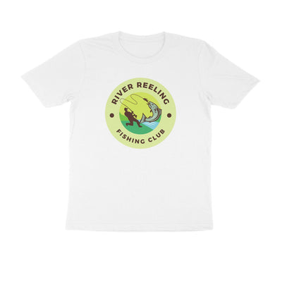 ஆண்கள் ஆங்லிங் டி-ஷர்ட் -ரிவர் ரீலிக் மீன்பிடி கிளப் | சுற்று மை | குறுக்கு உடைய சீவல்கள்