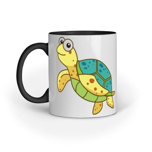 Angler's Mugs| Sea Creatures Toon Series | Happy Sea Turtle | Coffee Mugs | - fishermanshubBlack