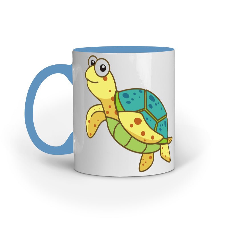 Angler's Mugs| Sea Creatures Toon Series | Happy Sea Turtle | Coffee Mugs | - fishermanshubBlue
