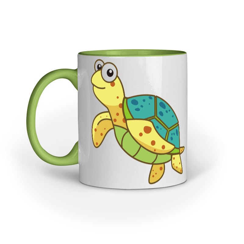 Angler's Mugs| Sea Creatures Toon Series | Happy Sea Turtle | Coffee Mugs | - fishermanshubGreen
