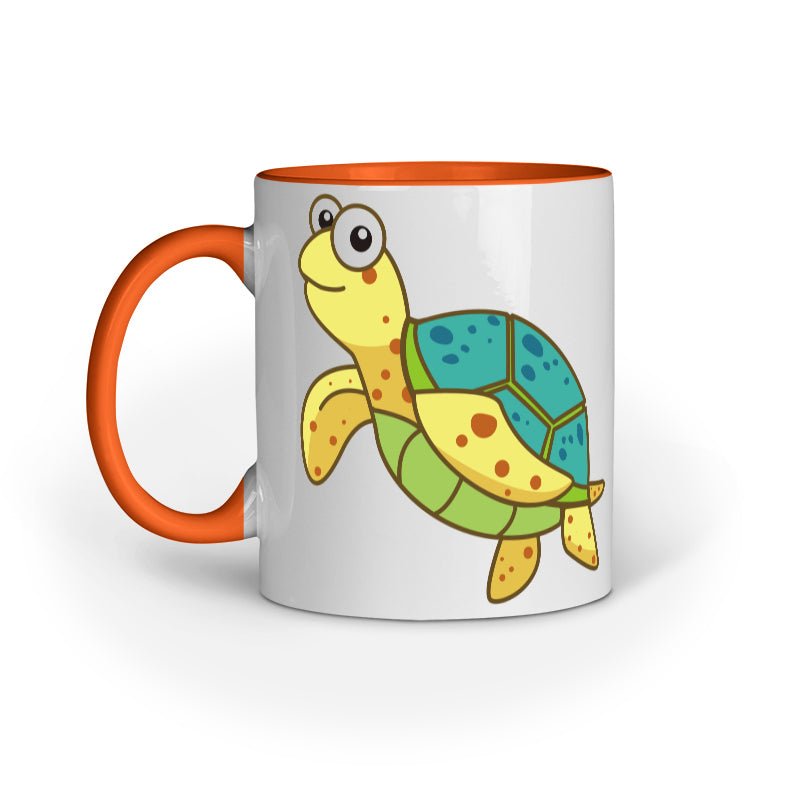 Angler's Mugs| Sea Creatures Toon Series | Happy Sea Turtle | Coffee Mugs | - fishermanshubOrange
