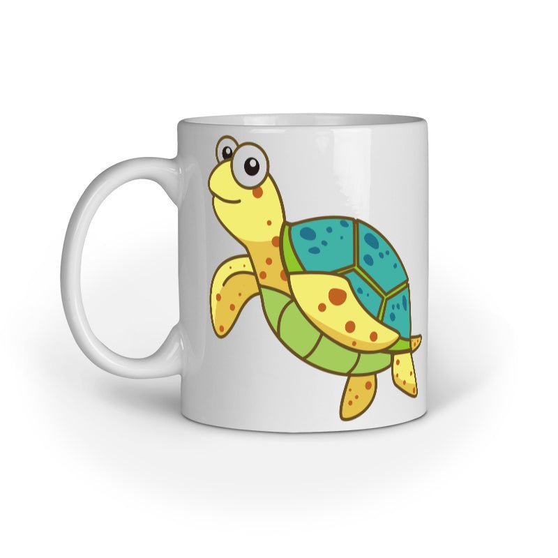 Angler's Mugs| Sea Creatures Toon Series | Happy Sea Turtle | Coffee Mugs | - fishermanshubWhite