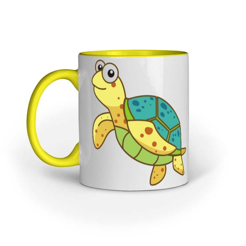 Angler's Mugs| Sea Creatures Toon Series | Happy Sea Turtle | Coffee Mugs | - fishermanshubYellow