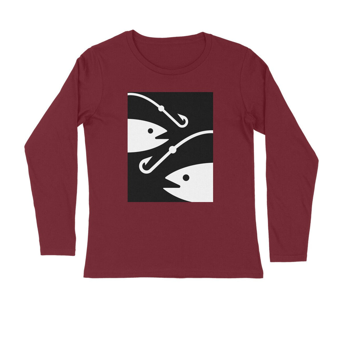 Men's Angling T-Shirt's | 2 Fish 2 Hooks | Round Neck | Long Sleeves |