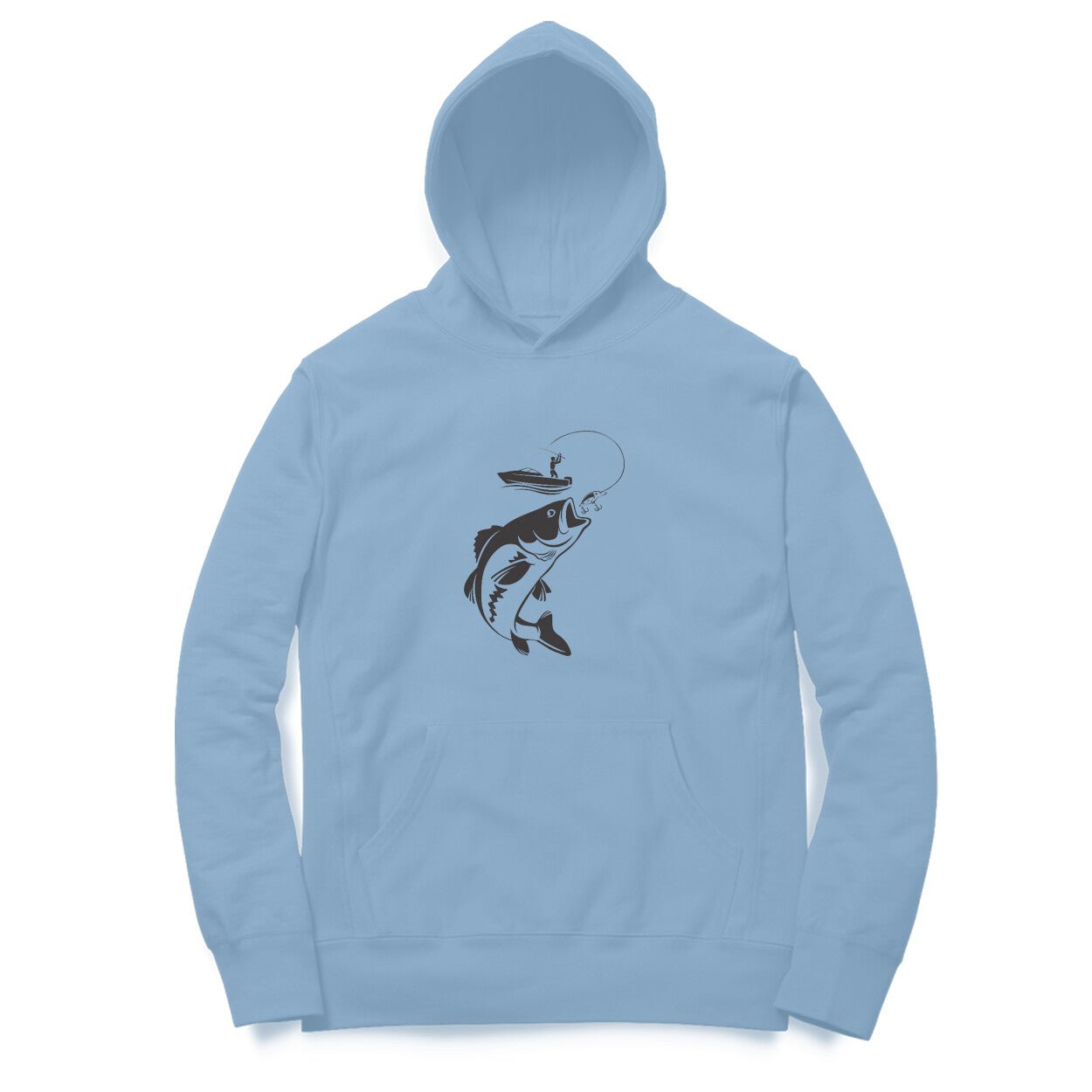 Mens / Woman's Angling टोपी वाला स्वेटर | सामने मछली + पीछेfishermanshub.com लोगो| Hoodie