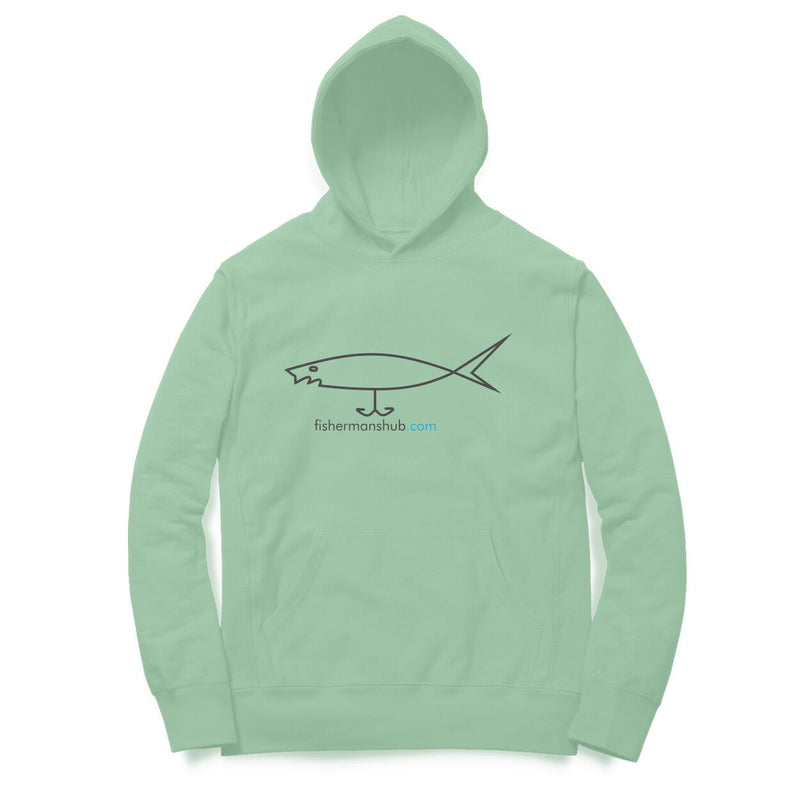 Men's Angling T-Shirts | Fishermanshub.com Logo Front + Forever Fishing Behind| Hoodie - FishermanshubMint GreenXS