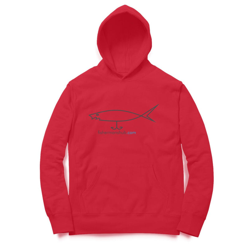 Men's Angling T-Shirts | Fishermanshub.com Logo Front + Forever Fishing Behind| Hoodie - FishermanshubRedXS