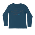 Men's Angling T-Shirts | Fishermanshub.com Logo Front| Round Neck | Long Sleeves | - FishermanshubNavy BlueS