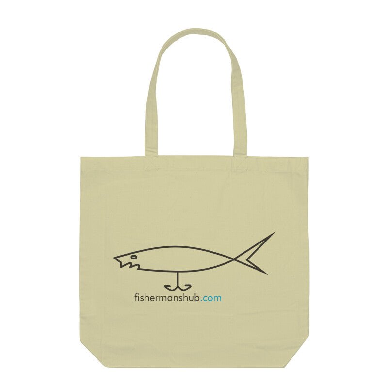 Fishermanshub.Com Logo Anglers Tote Bags - FishermanshubHalf WhiteWith Zipper