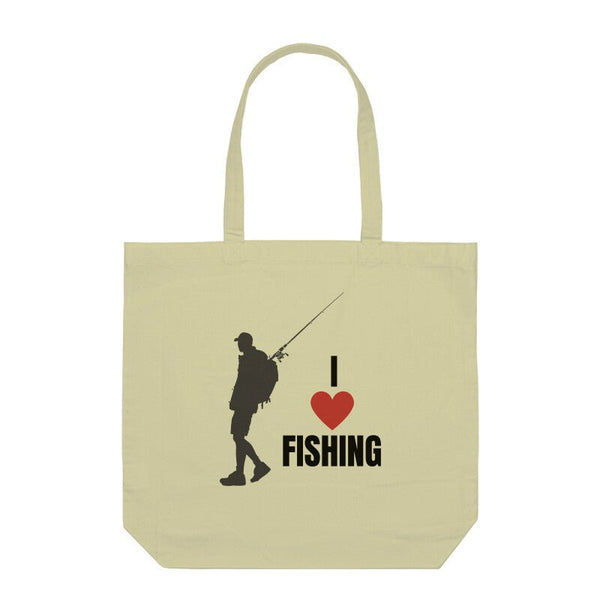 I Love Fishing & Fishermanshub.com Logo Anglers Tote Bag - FishermanshubHalf WhiteWith Zipper