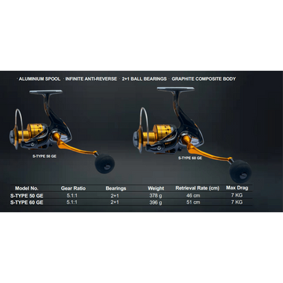 Rapala S-Type Gold Edition Spinning Reel | 50 GE | 60 GE | - fishermanshubS-Type 50 GE