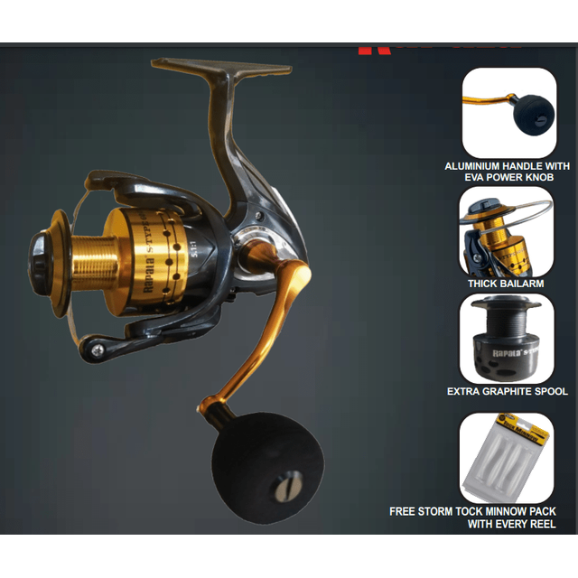 Rapala S-Type Gold Edition Spinning Reel | 50 GE | 60 GE | Fishermanshub Rapala S-Type Gold Edition Spinning Reel | 50 GE | 60 GE | Fishermanshub